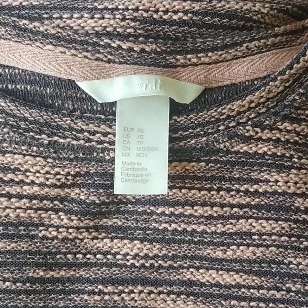 H&M Pink Grey Striped 3/4 Sleeve Hi-low Sweater XS - Picture 4 of 4